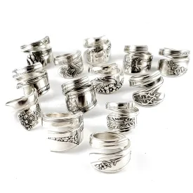 Lot of 10 Mixed Bag Wrap Around Spoon Rings - Wholesale