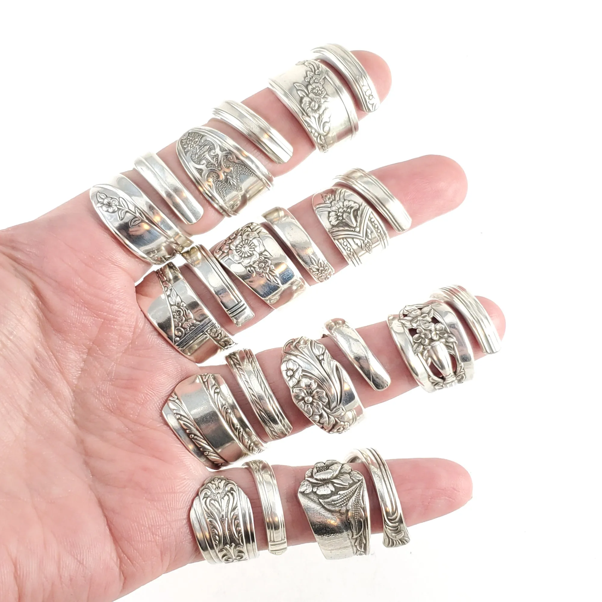 Lot of 10 Mixed Bag Wrap Around Spoon Rings - Wholesale
