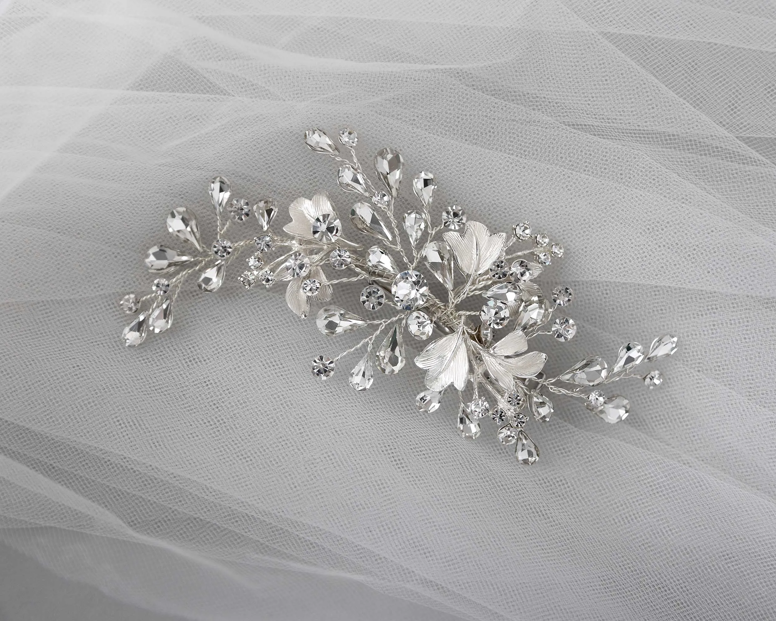 Matte Silver Bridal Hair Clip