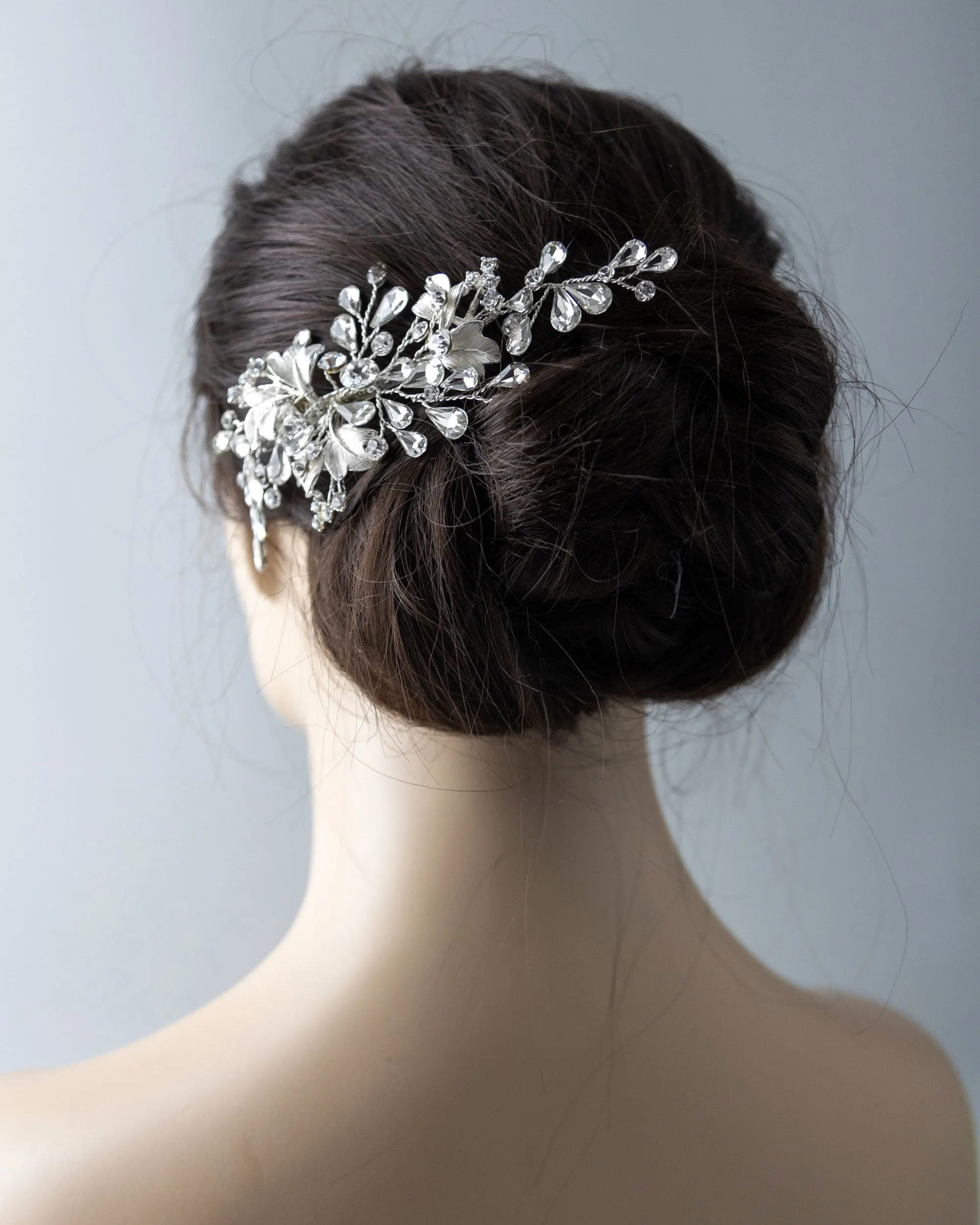 Matte Silver Bridal Hair Clip