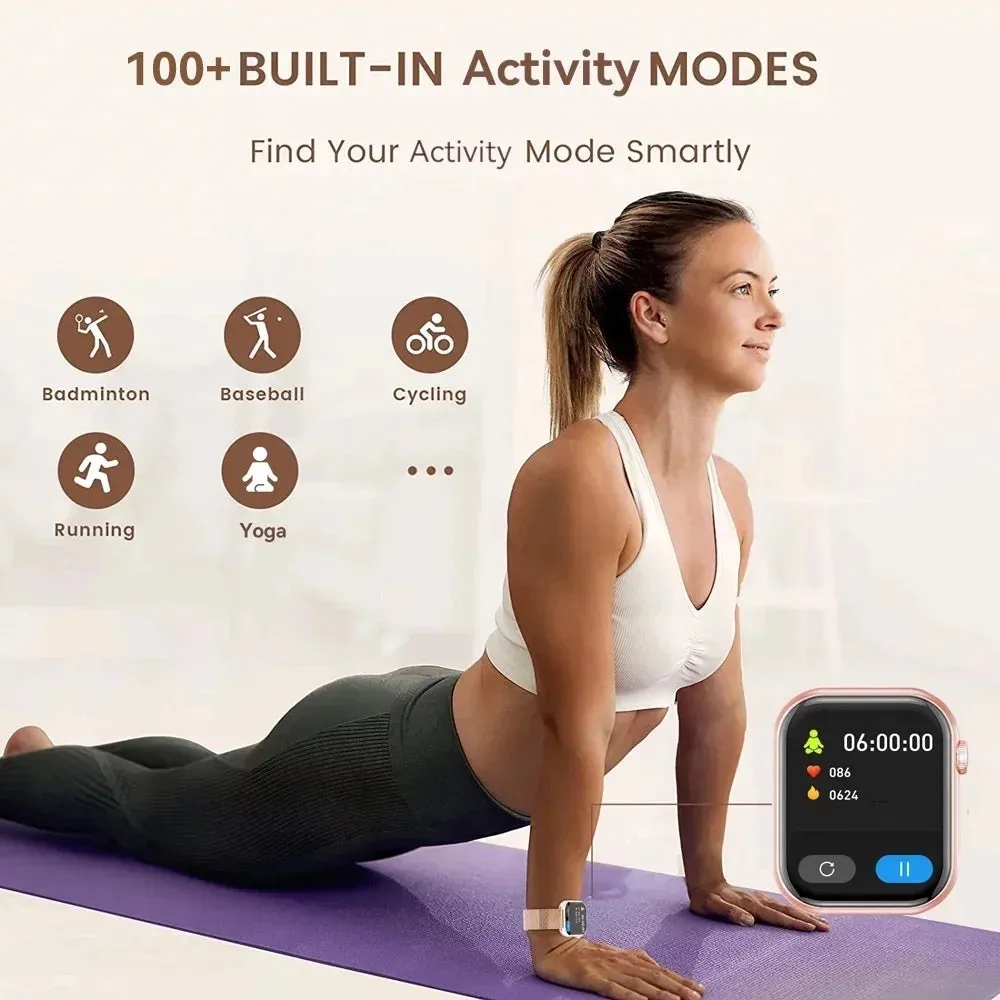 Mingdaln 2024 New 1.85-inch Men Women's Smartwatch with Answer/Make Calls/100  Sports Modes/Message Reminder, IP67 Waterproof Fitness Tracker for Android iPhone DevicesPerfect for Holiday Gifts