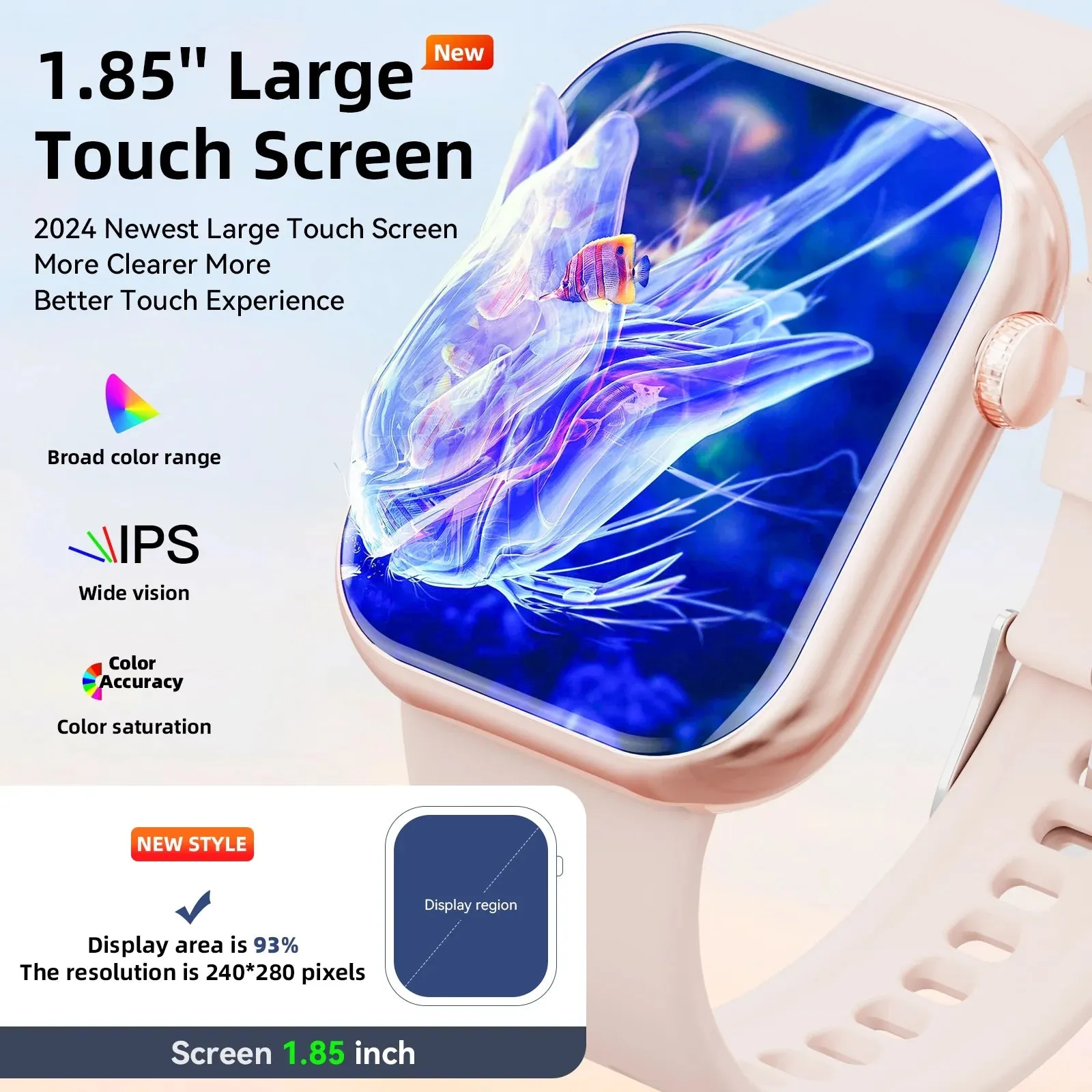 Mingdaln 2024 New 1.85-inch Men Women's Smartwatch with Answer/Make Calls/100  Sports Modes/Message Reminder, IP67 Waterproof Fitness Tracker for Android iPhone DevicesPerfect for Holiday Gifts