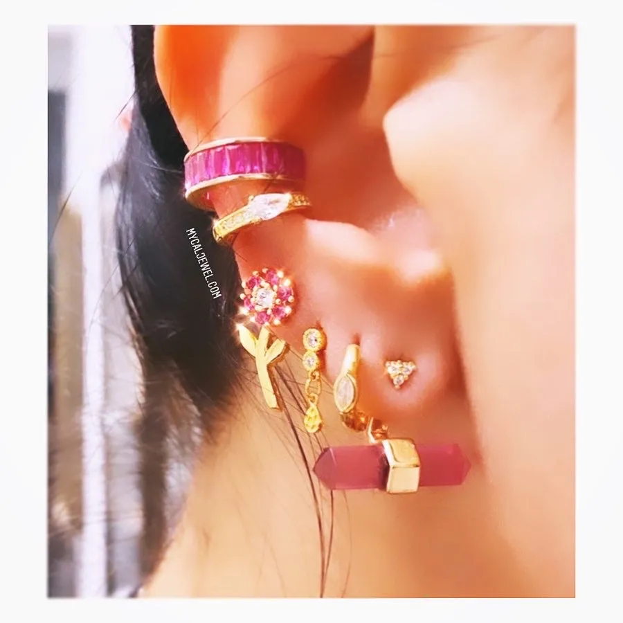 Mini 3 Stones Cluster Studs