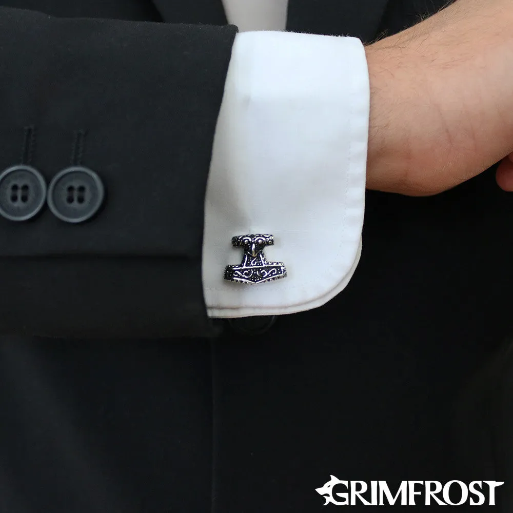 Mjolnir Cufflinks, Stainless Steel
