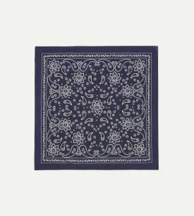 Navy Paisley Print Cotton Bandana