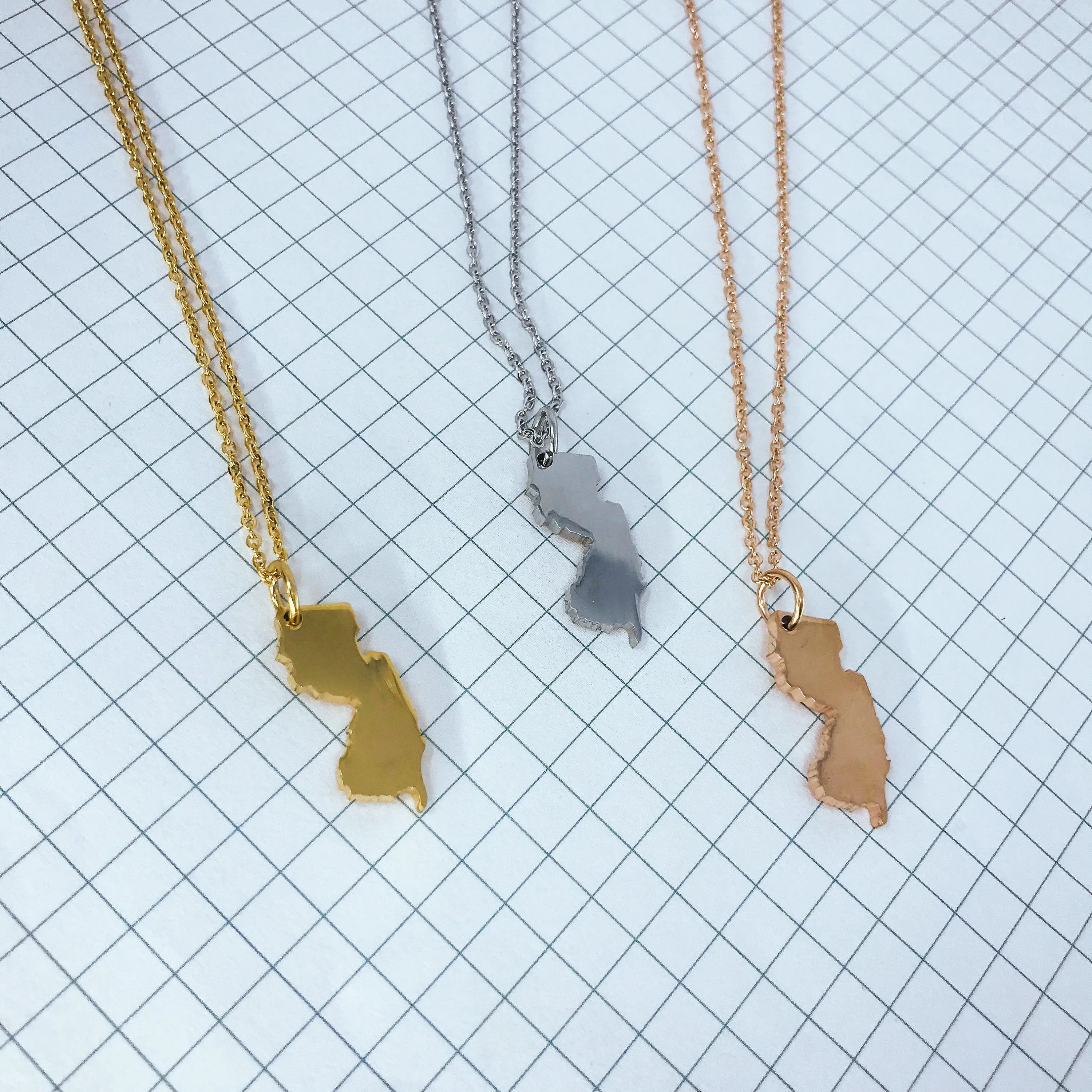 New Jersey State Silhouette Necklace
