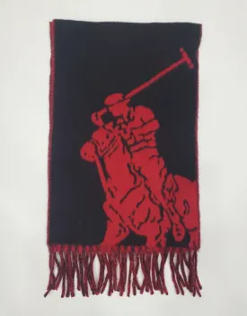 NWOT Polo Ralph Lauren Black/Red Wool Blend Big Pony Scarf