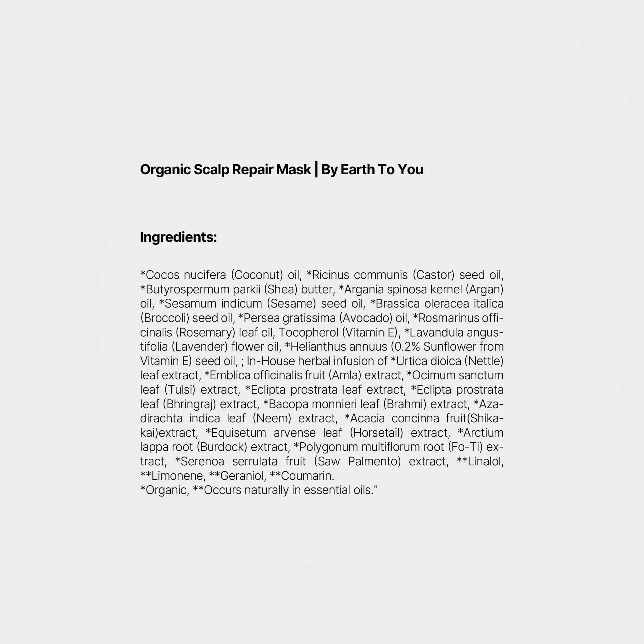 Organic Scalp Repair Mask │ By Earth To You