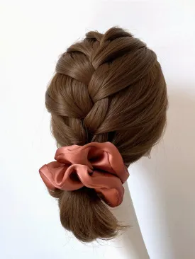 Oversized Satin Scrunchie - Dusty Coral