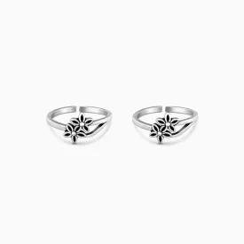 Oxidised Silver Blossom Toe Ring