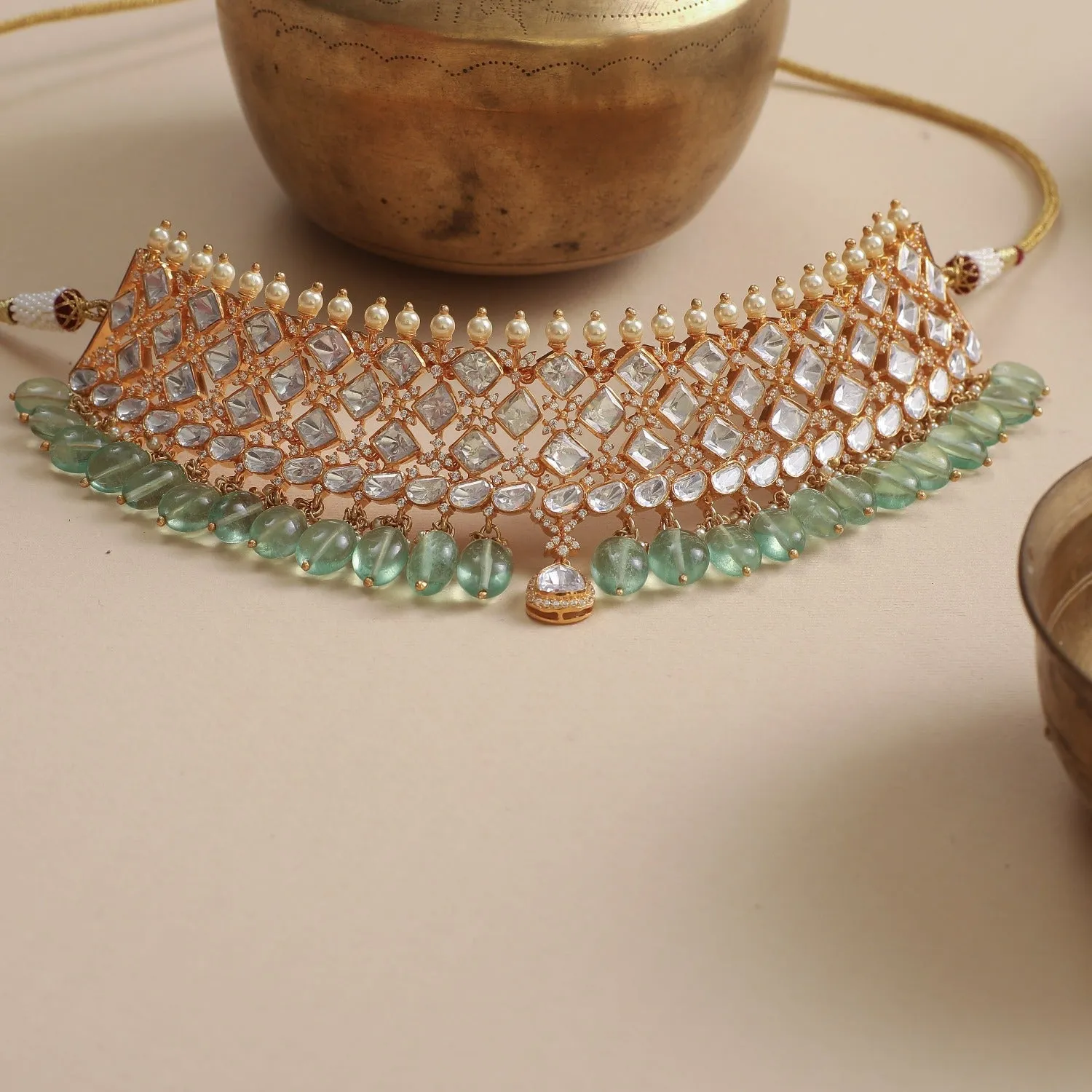 Parvati Moissanite CZ Silver Choker