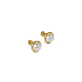 Pearl Stud Earrings - Gold