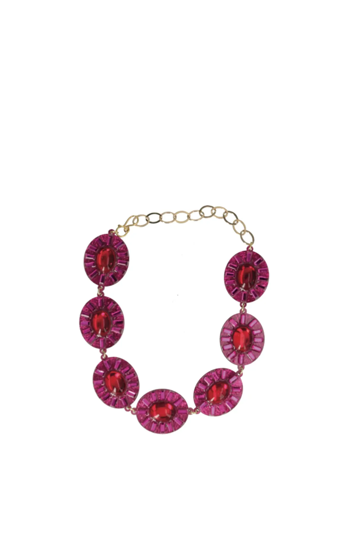 Pink Oval Crystal Necklace