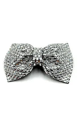 Polka Dot Crystal Rhinestone Sparkling Bow Ribbon Barrette