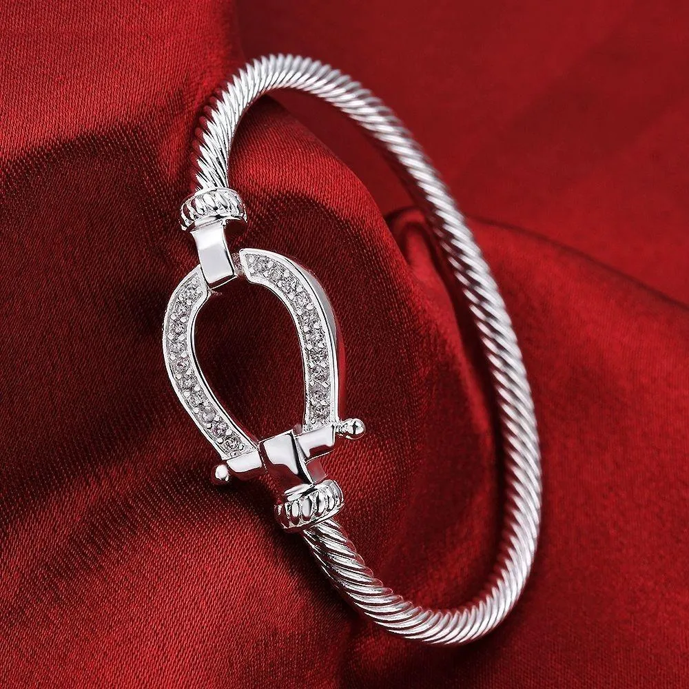 Premium Rose-Gold and Silver Horseshoe Bangle