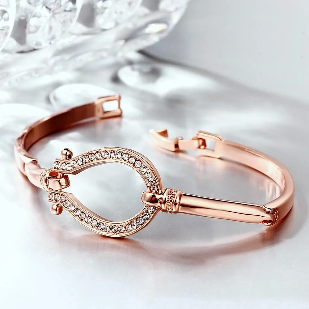 Premium Rose-Gold and Silver Horseshoe Bangle