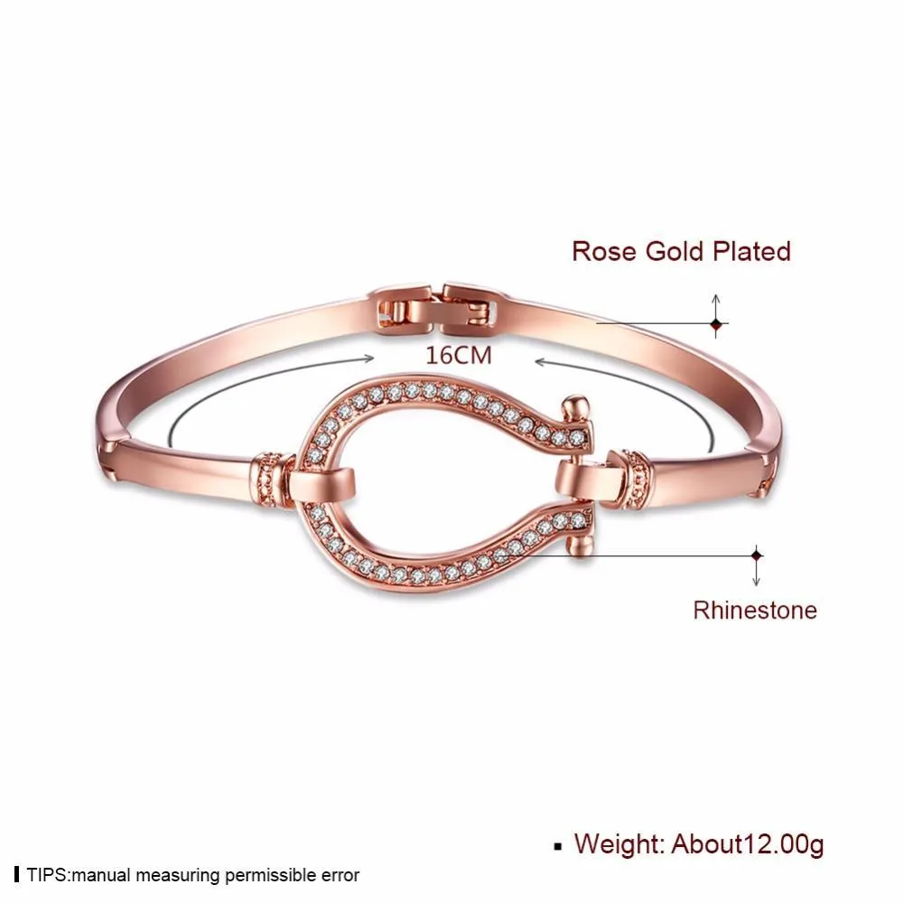Premium Rose-Gold and Silver Horseshoe Bangle