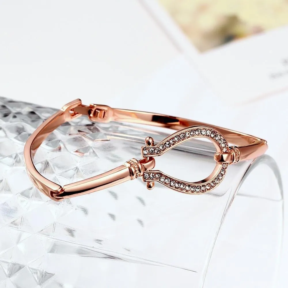 Premium Rose-Gold and Silver Horseshoe Bangle