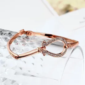Premium Rose-Gold and Silver Horseshoe Bangle