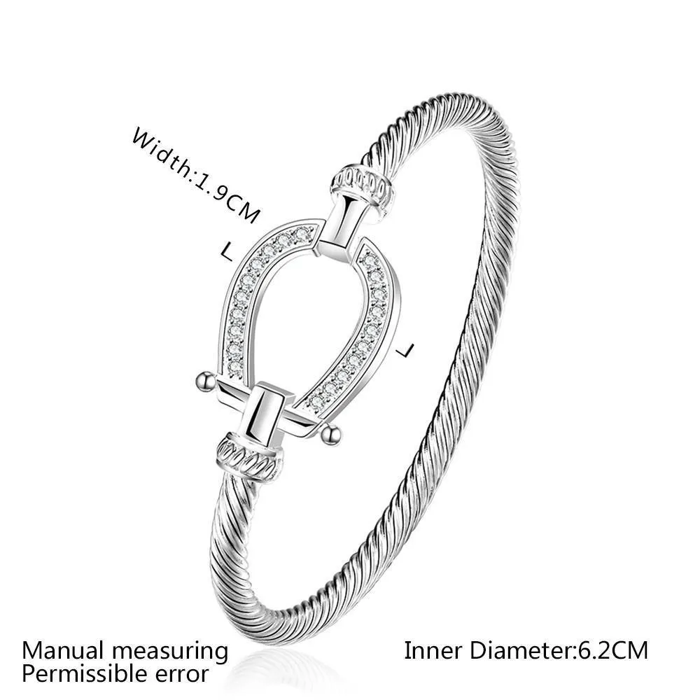 Premium Rose-Gold and Silver Horseshoe Bangle