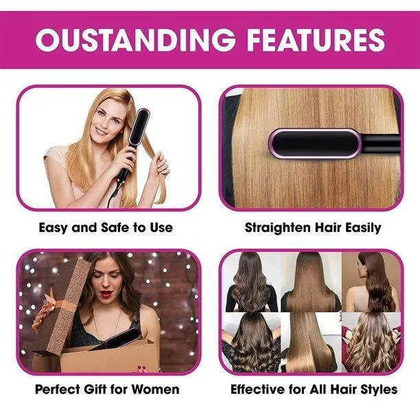 Professional Hair Straightener Tourmaline Hair Curler Brush Hair Comb