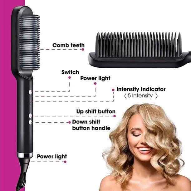 Professional Hair Straightener Tourmaline Hair Curler Brush Hair Comb