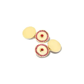 Pushkin Single Ended Cufflinks 18ct Yellow Gold - Ruby