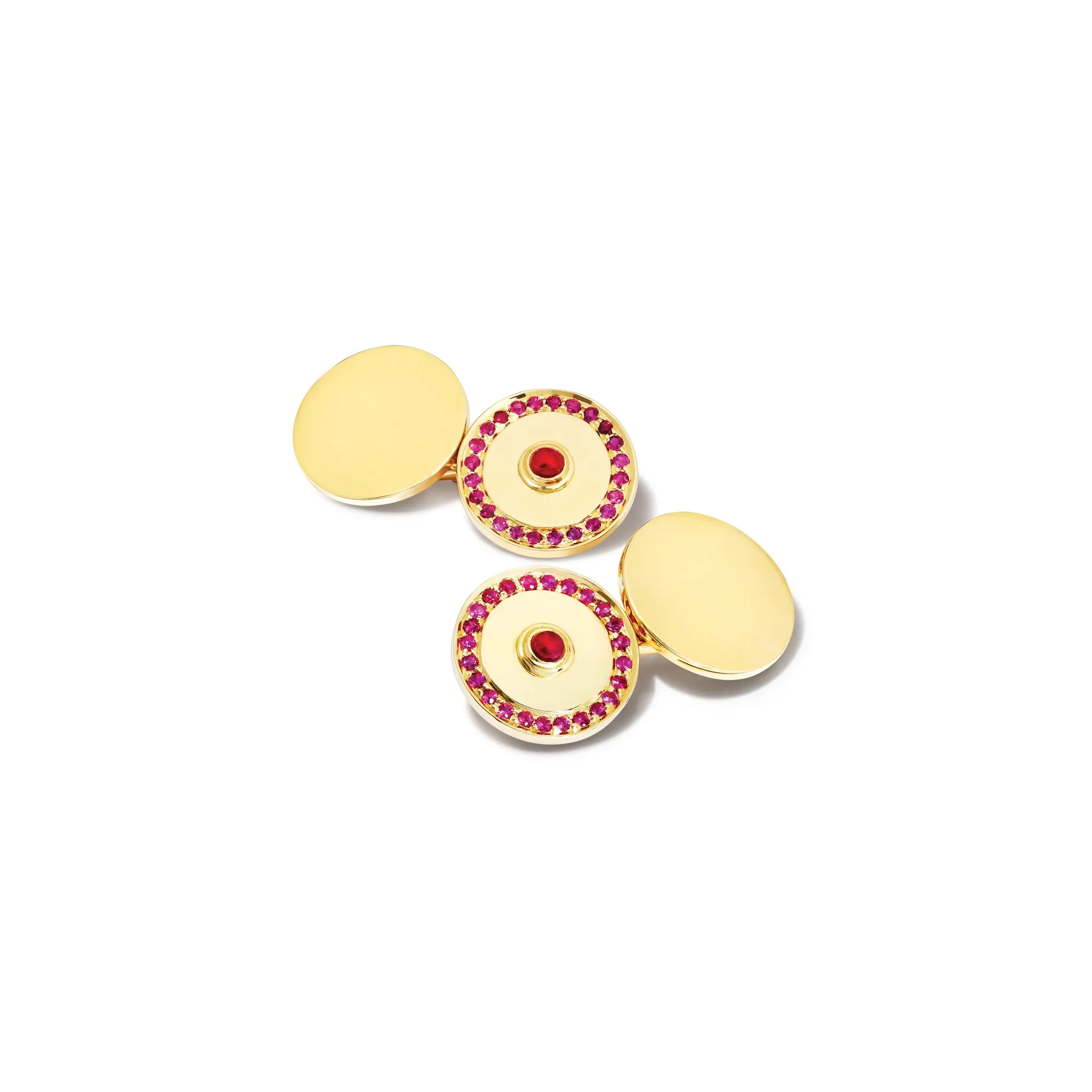 Pushkin Single Ended Cufflinks 18ct Yellow Gold - Ruby