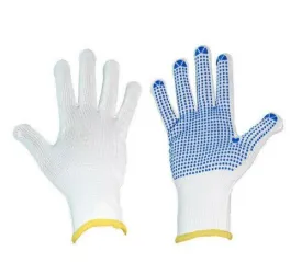 PVC Polka Dotted Gloves - White/Blue
