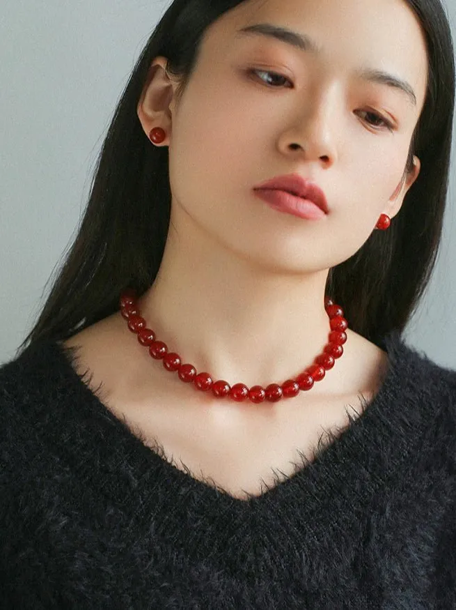Red Onyx Stud Earrings