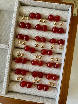 Red Onyx Stud Earrings