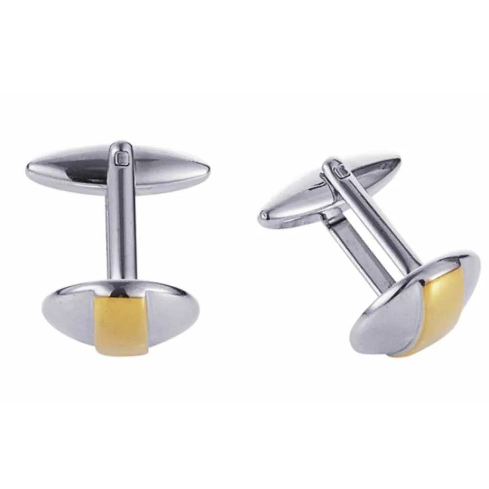 Rhodium & Gold Plated Round Cufflinks