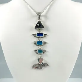 Sea Glass & Sterling Silver Bonefish Pendant
