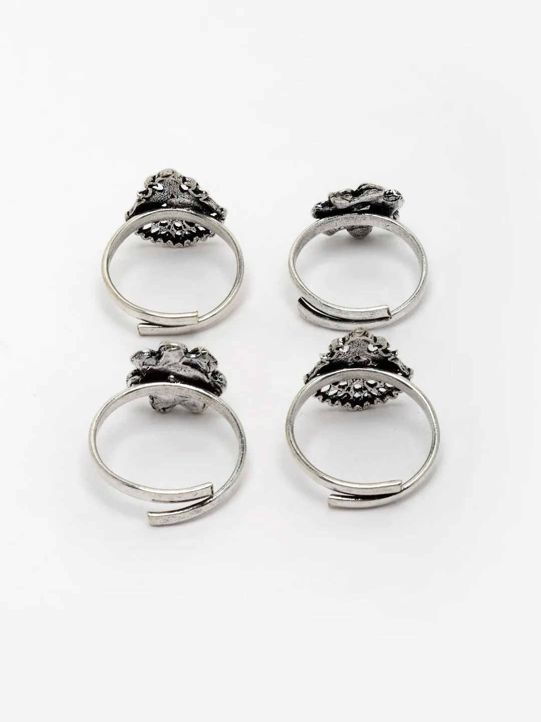 Set Of 2 Oxidised Adjustable Toe Rings