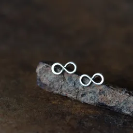 Small Handmade Silver Infinity Earrings, Simple modern everyday studs