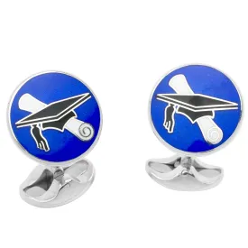 Sterling Silver Graduation Cufflinks in Blue