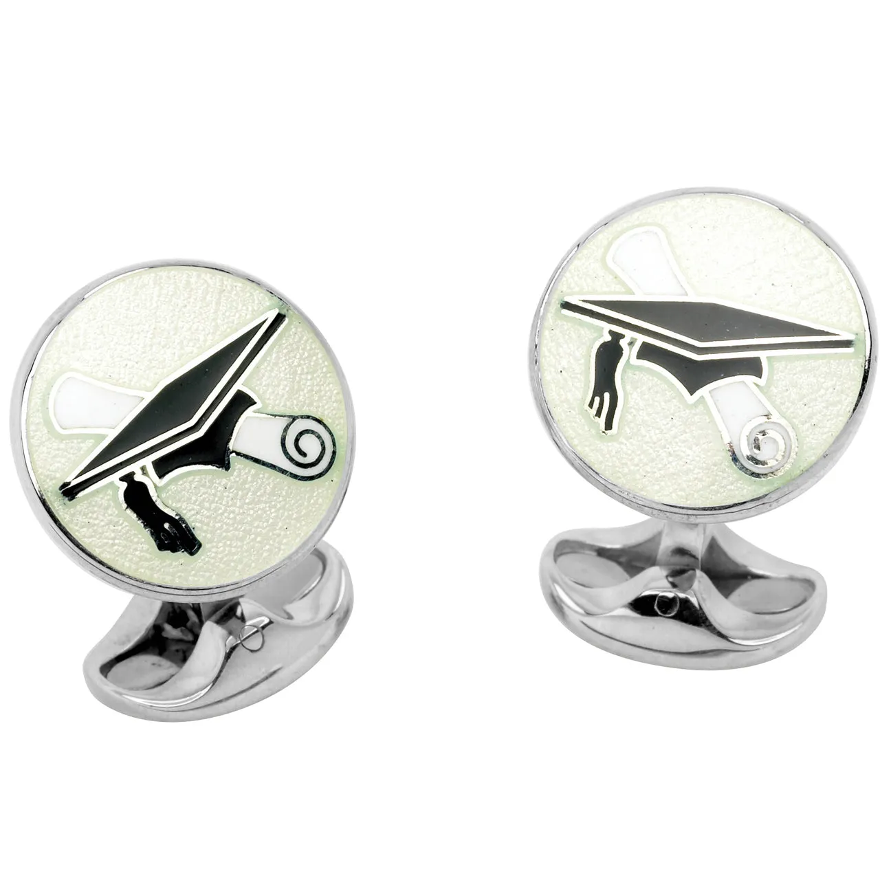 Sterling Silver Graduation Cufflinks in Clear