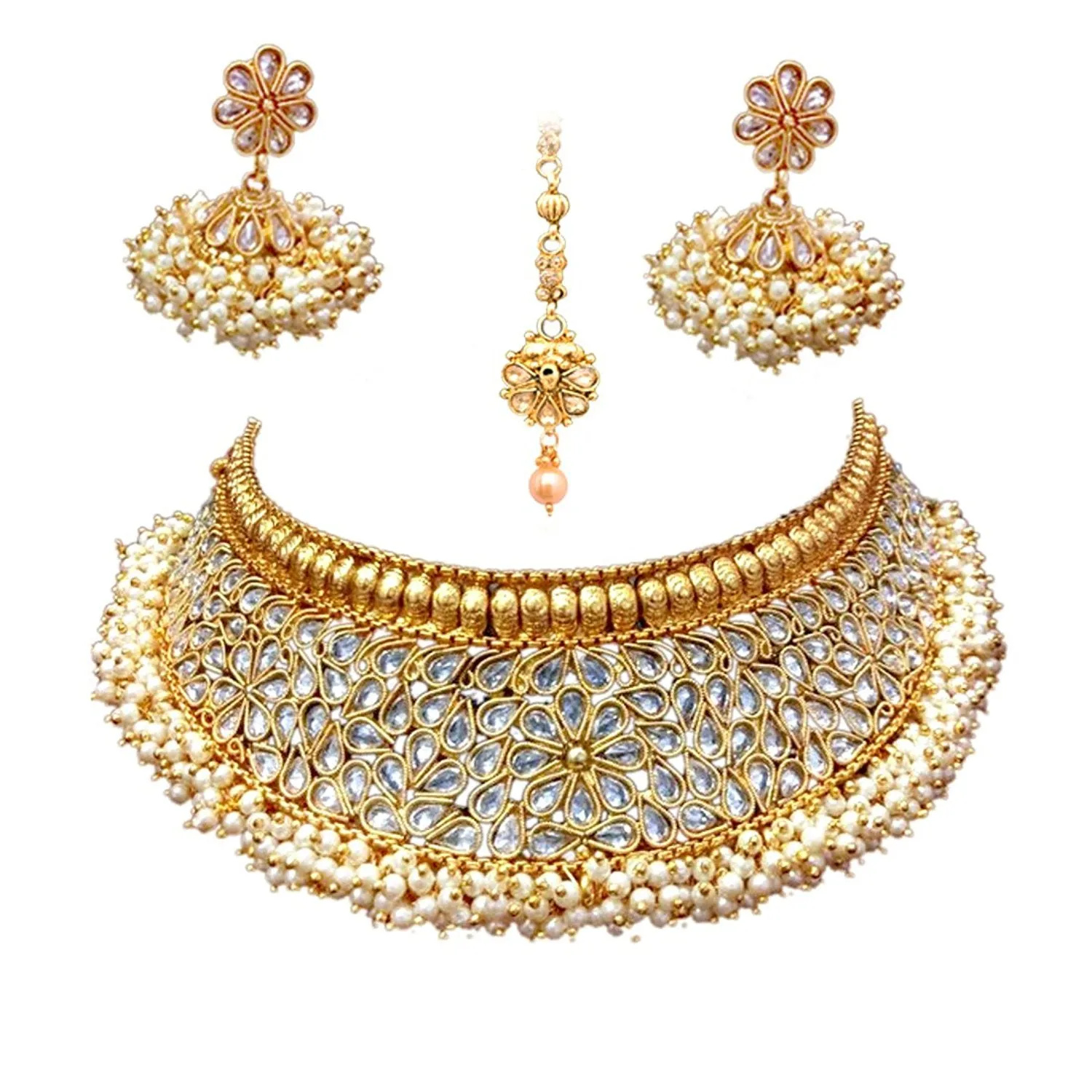 Sukkhi Antique Rajwadi Gold Plated Choker Necklace Set For Women