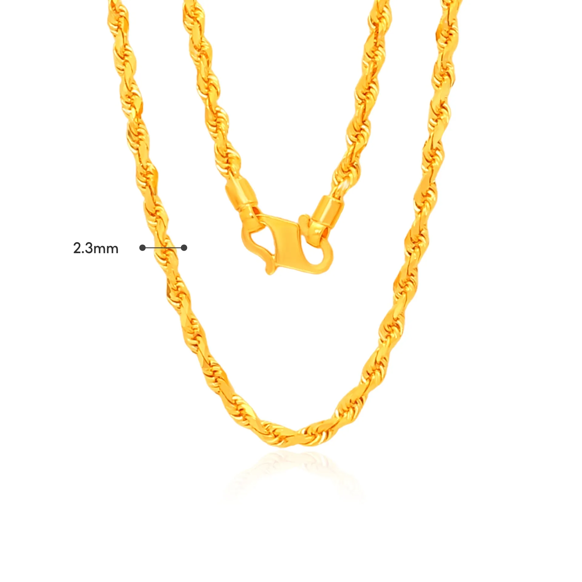TAKA Jewellery 916 Solid Rope Gold Chain