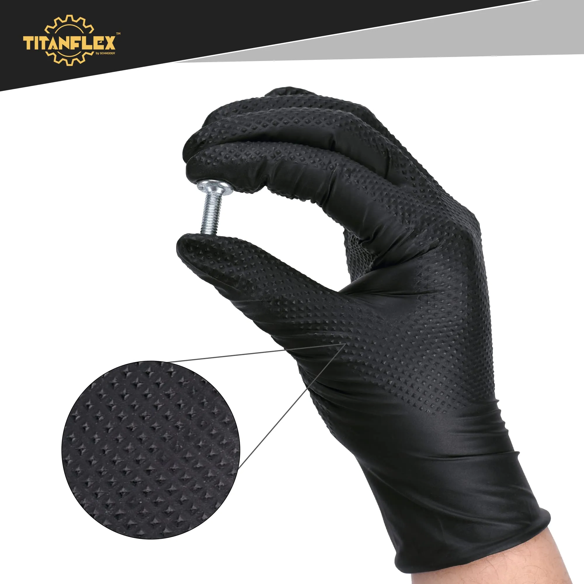 TitanFlex 8-mil Premium Nitrile Gloves, Black, Medium, Unisex, Protective Glove