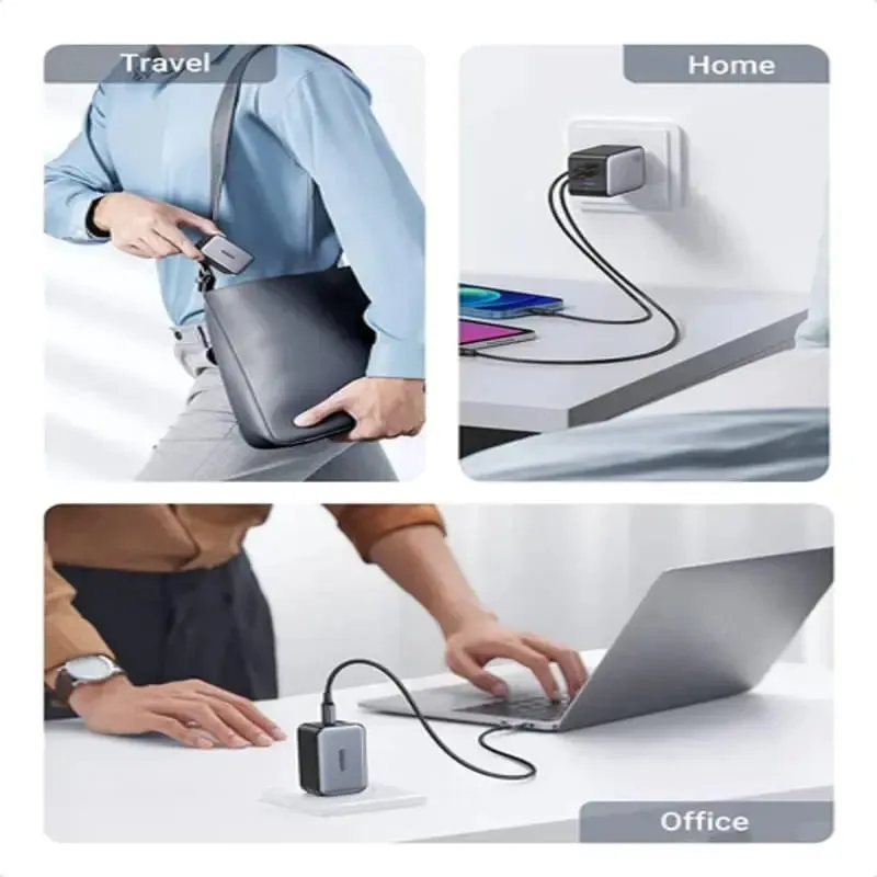 UGREEN 65W 3 Port  2CIA EU USB C PD Charger Supports PPS GaN Compatible with MacBook Pro, MacBook Air, iPhone 13 Pro, iPhone 12, iPad Pro, Dell XPS 15, Galaxy S21 etc. (10335 )