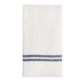 Vintage Linen Kitchen Towels Ivory & Navy, Set of 2