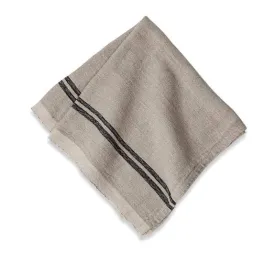 Vintage Linen Napkins Natural & Black, Set of 4