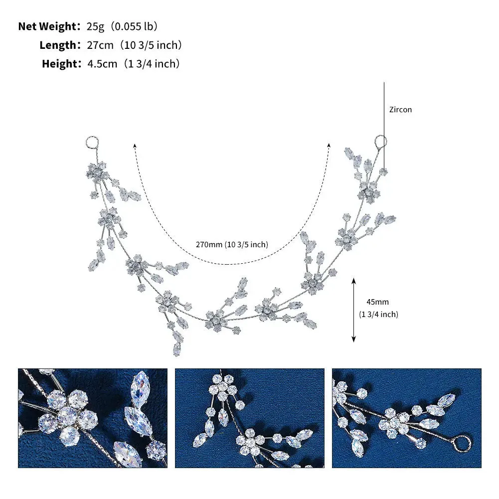 Wedding Hair Piece, Bridal Hair Piece Floral, Bridal Hair Piece Silver, Wedding Hair Vine, Bridal Hair Accessories