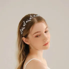 Wedding Hair Piece, Bridal Hair Piece Floral, Bridal Hair Piece Silver, Wedding Hair Vine, Bridal Hair Accessories