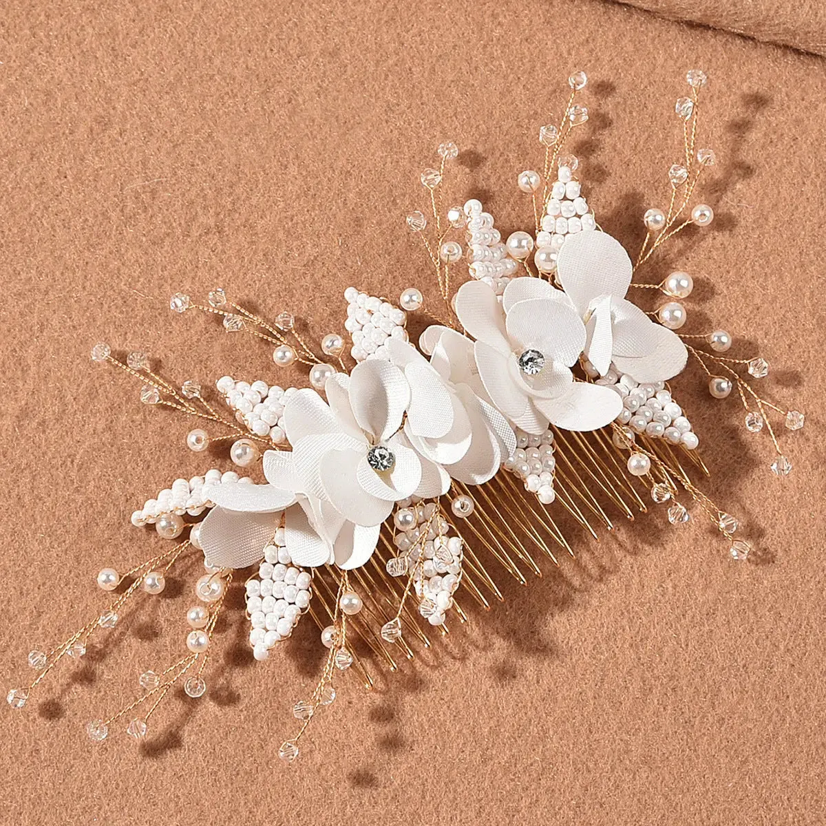 Wedding Hair Piece, Pearl Hair Pins, Gold Hair Clip, Flower Hair Piece, Floral Hair Comb, Bridal Hair Comb, Bridal Hair Accessories