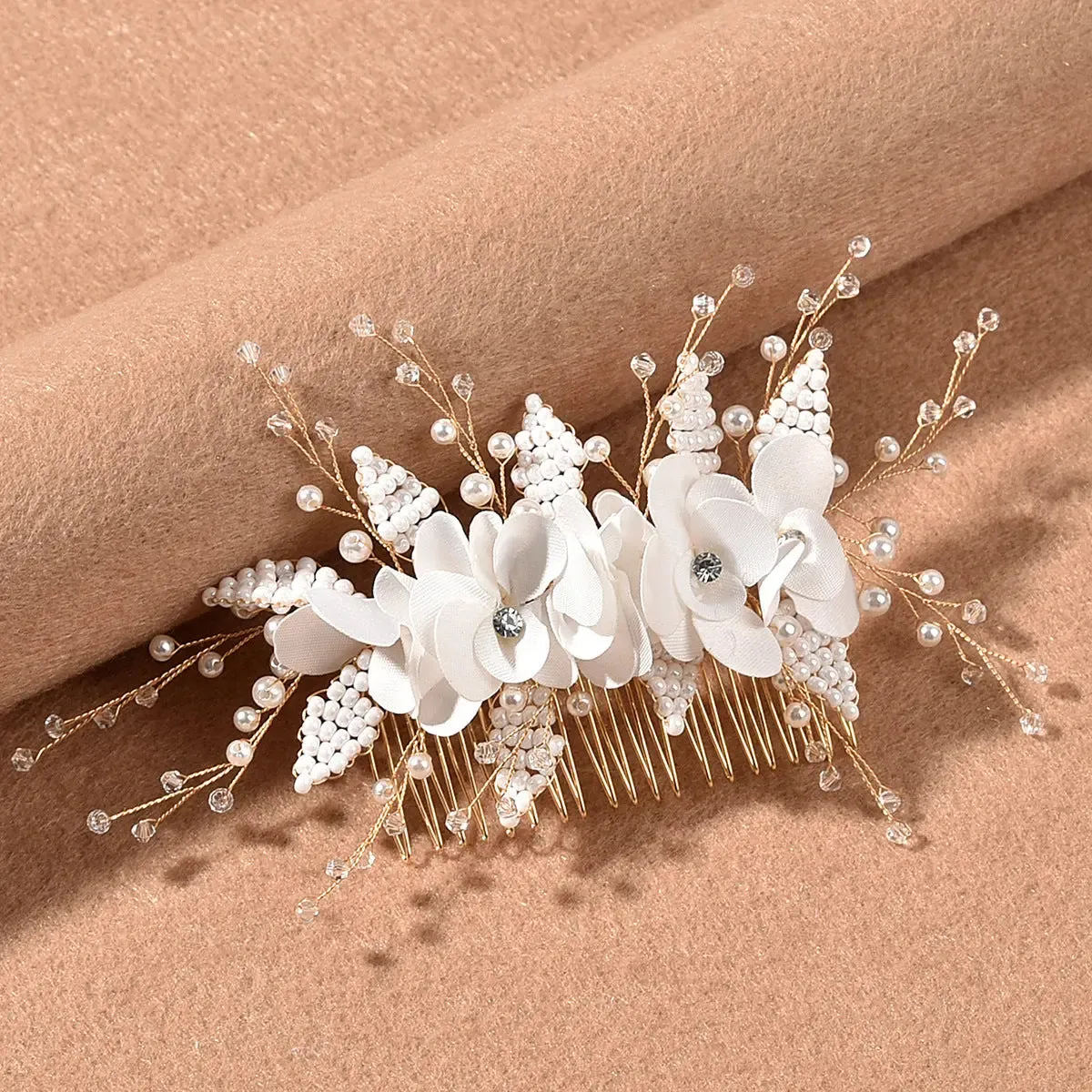 Wedding Hair Piece, Pearl Hair Pins, Gold Hair Clip, Flower Hair Piece, Floral Hair Comb, Bridal Hair Comb, Bridal Hair Accessories