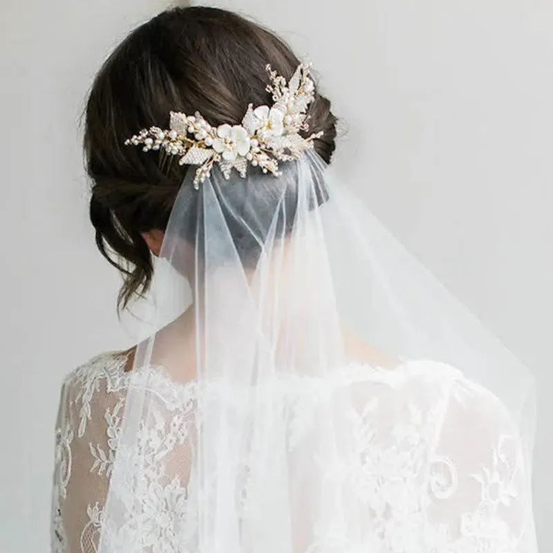 Wedding Hair Piece, Pearl Hair Pins, Gold Hair Clip, Flower Hair Piece, Floral Hair Comb, Bridal Hair Comb, Bridal Hair Accessories