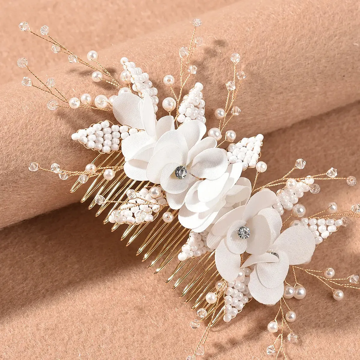 Wedding Hair Piece, Pearl Hair Pins, Gold Hair Clip, Flower Hair Piece, Floral Hair Comb, Bridal Hair Comb, Bridal Hair Accessories