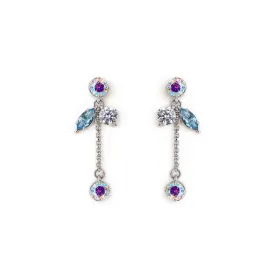 Willow Long Earrings [Unicorn/Light blue/White gems]